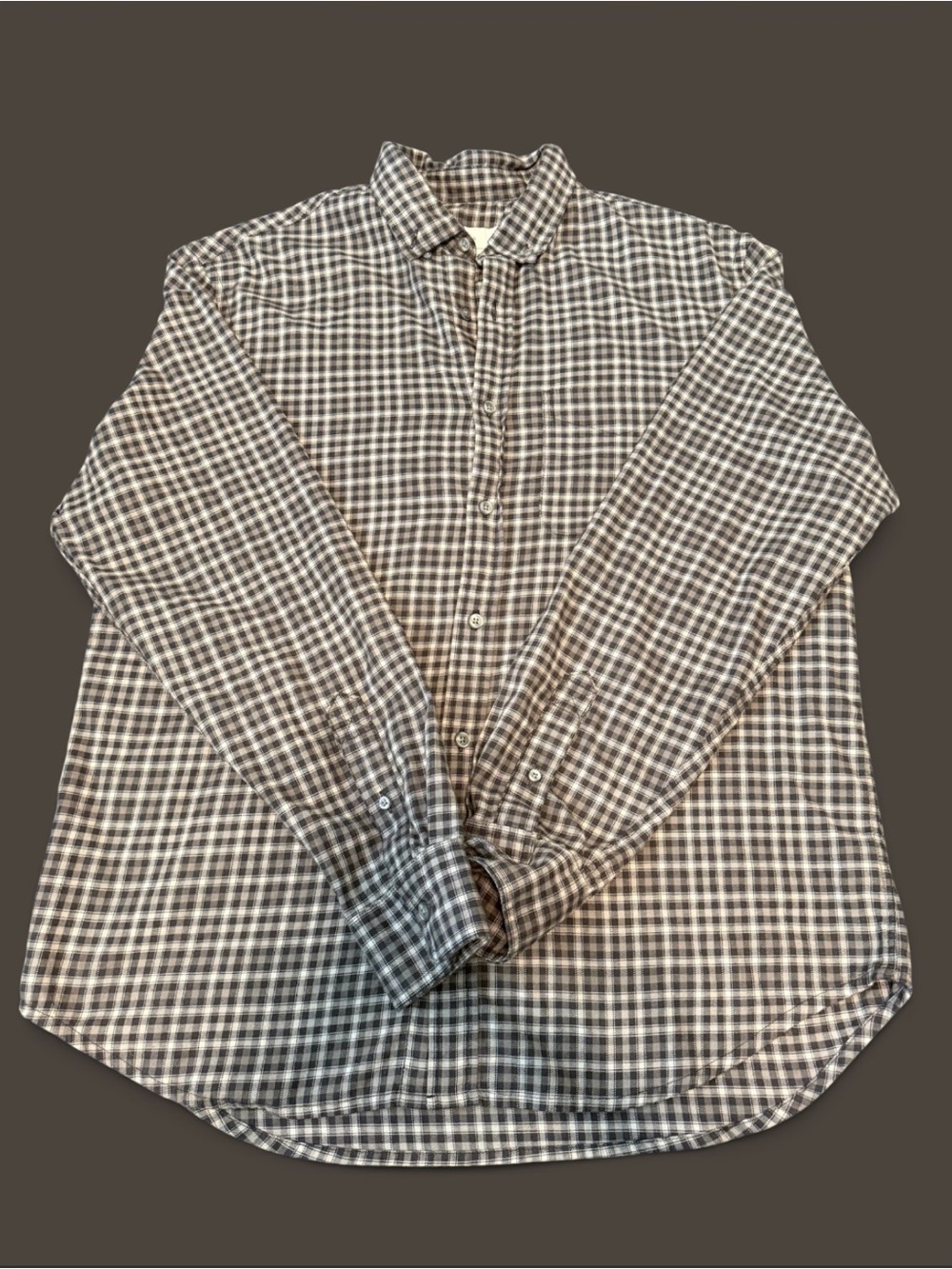 Old Navy Everyday Shirt Regular Fit Men’s Large Gray Plaid Long Sleeve Button